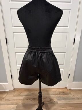 Cupshe Black Faux Leather Shorts